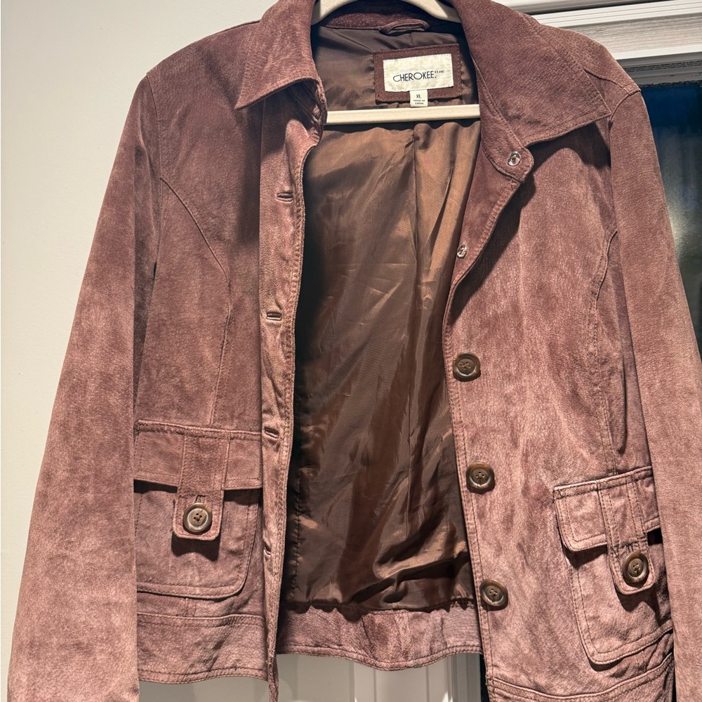 Vintage Cherokee Suede Button Down Jacket espresso mauve - Mob Luxe Western Vibe